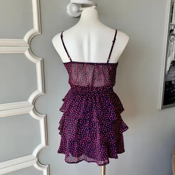 Row A Ruffle Tiered Polka Dot Strappy Chiffon Mini Dress Size XS - Picture 5 of 8